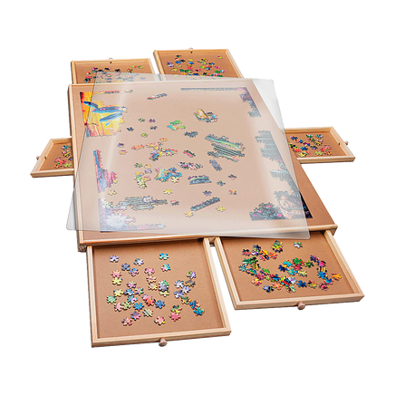 1500 Piece Rotating Wooden Jigsaw Puzzle Table 6 Drawers Board