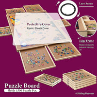 1500 Piece Rotating Wooden Jigsaw Puzzle Table 6 Drawers Board