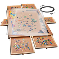 1500 Piece Rotating Wooden Jigsaw Puzzle Table 6 Drawers Board