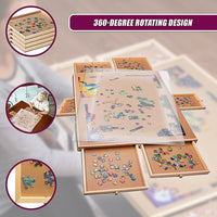 1500 Piece Rotating Wooden Jigsaw Puzzle Table 6 Drawers Board