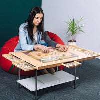 1500 Piece Rotating Wooden Jigsaw Puzzle Table 6 Drawers Board