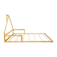 Pine Wood Floor Bed House Frame for Kids and Toddlers
