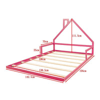 Pine Wood Floor Bed House Frame for Kids and Toddlers