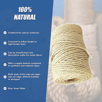 Sisal Rope Natural Jute Hemp Manila Twine Cord 5mm*100m