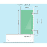 70cm Frameless Swing Bath Screen – Brushed Nickel Hardware with Stainless steel hinge for Modern Bathrooms