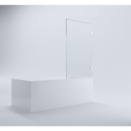 90cm Frameless Swing Bath Panel with Brushed Nickel Hardware