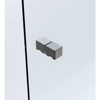 90x90cm Corner Frameless Shower Screen with Gunmetal Brackets and Brass Hinges, Square Knob Handle