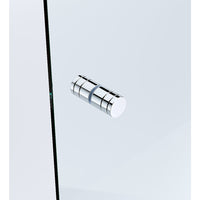 110x90cm Corner Frameless Shower Screen with Chrome Brackets and Brass Hinges, Round Knob Handle