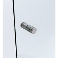 110x90cm Corner Frameless Shower Screen with Gunmetal Brackets and Brass Hinges, Round Knob Handle