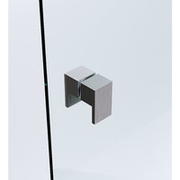 90x70cm Corner Frameless Shower Screen with Gunmetal Brackets and Brass Hinges, Square Double Pull Handle