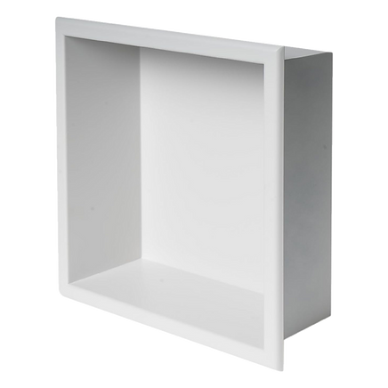 336 x 336 x 101mm Shower Niche Single Shelf Organizer No Tile Needed in White
