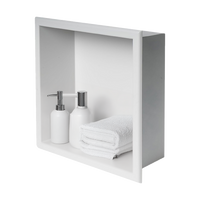 336 x 336 x 101mm Shower Niche Single Shelf Organizer No Tile Needed in White
