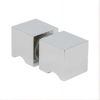 110x120cm Double Door Corner Shower Screen – Wall Channels with SS Hinges in Chrome, Square Knob Handle