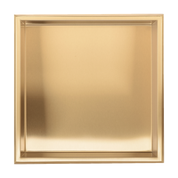336 x 336 x 101mm Shower Niche Single Shelf Organizer No Tile Needed in Gold