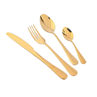 Tableware 24PC Gold Cutlery Set SS304 Household Knife Fork Spoon Kitchen with Storage Rack Dinner Service