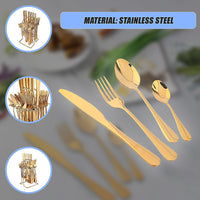 Tableware 24PC Gold Cutlery Set SS304 Household Knife Fork Spoon Kitchen with Storage Rack Dinner Service