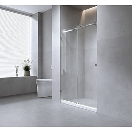 130cm Frameless Glass Sliding Shower Door with Black Rail and Hardware