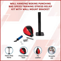 Wall Hanging Boxing Punching Bag Speed Training Stress Relief Kit with Wall Mount Bracket