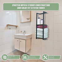 Stylish Bathroom Towel Storage Rack with Wooden Shelves