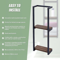 Stylish Bathroom Towel Storage Rack with Wooden Shelves