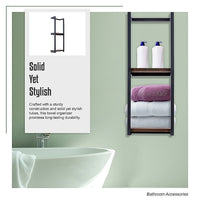 Stylish Bathroom Towel Storage Rack with Wooden Shelves
