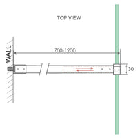 70cm Reeded Single Shower Glass Screen with Nickel Wall Channel & Round Pole
