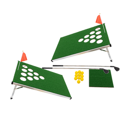 Golf Cornhole Game With Chipping Mats, Golf Balls, Putters