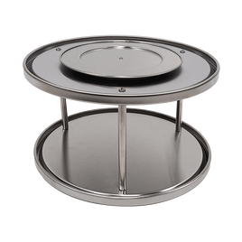 2-Tier Rack Lazy Susan Organiser Steel Kitchen Pantry Cabinet Storage