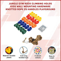 Jungle Gym Rock Climbing Holds Kids Wall Mounting Hardware Knotted Rope 25 Handles Playground