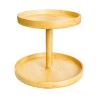 2-Tier Bamboo Lazy Susan Turntable Organizer for Kitchen Counter Cabinet