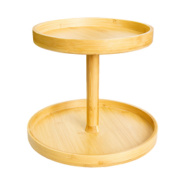 2-Tier Bamboo Lazy Susan Turntable Organizer for Kitchen Counter Cabinet