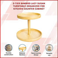 2-Tier Bamboo Lazy Susan Turntable Organizer for Kitchen Counter Cabinet