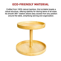 2-Tier Bamboo Lazy Susan Turntable Organizer for Kitchen Counter Cabinet