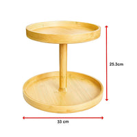 2-Tier Bamboo Lazy Susan Turntable Organizer for Kitchen Counter Cabinet