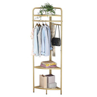 Corner Gold Clothing Rack – Stylish Clothes Storage Stand for Bedroom & Wardrobe