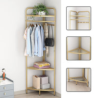 Corner Gold Clothing Rack Clothes Bedroom Storage