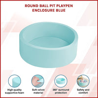 Round Ball Pit Playpen Enclosure – Safe Blue Play Area for Babies and Toddlers, Indoor or Outdoor