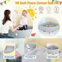Corner Ball Pit Playpen Enclosure – Safe Grey Play Area for Babies and Toddlers, Indoor or Outdoor
