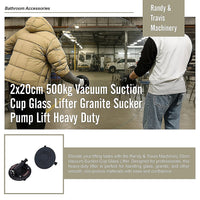 2x20cm 500kg Vacuum Suction Cup Glass Lifter Granite Sucker Pump Lift Heavy Duty
