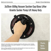 2x20cm 500kg Vacuum Suction Cup Glass Lifter Granite Sucker Pump Lift Heavy Duty
