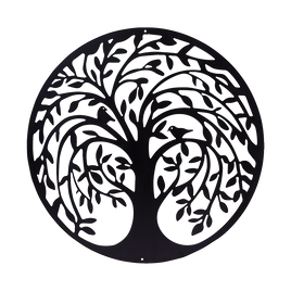 60cm Tree of Life & Birds Round Metal Wall Garden Art Sculpture