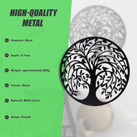 60cm Tree of Life & Birds Round Metal Wall Garden Art Sculpture