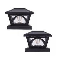 2 Pack Outdoor Flame Light Solar Post Deck Fence Cap