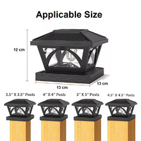 2 Pack Outdoor Flame Light Solar Post Deck Fence Cap