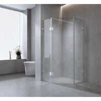 90cm Frameless Diamond Shower Screen – Chrome F-Brackets with SS Hinges for Modern Bathrooms