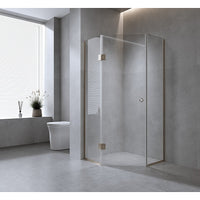 90cm Frameless Diamond Shower Screen with Chrome Channels and SS Hinges & Round Handle