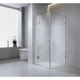 120x80cm Corner Frameless Shower Screen with Black Brackets and SS Hinges