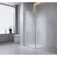 120x100cm Corner Frameless Shower Screen with Chrome Brackets and SS Hinges