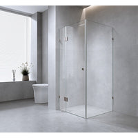 120x100cm Corner Frameless Shower Screen – Chrome Wall F-Brackets with SS Hinges for Contemporary Bathrooms