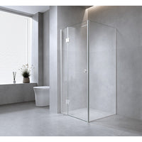 120x100cm Corner Frameless Shower Screen – Chrome Wall & Floor Channel with SS Hinges for Modern Bathroom Style
